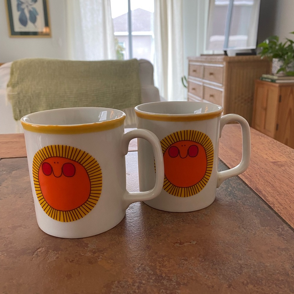 Sunshine Ceramic Mug Set - White and Orange